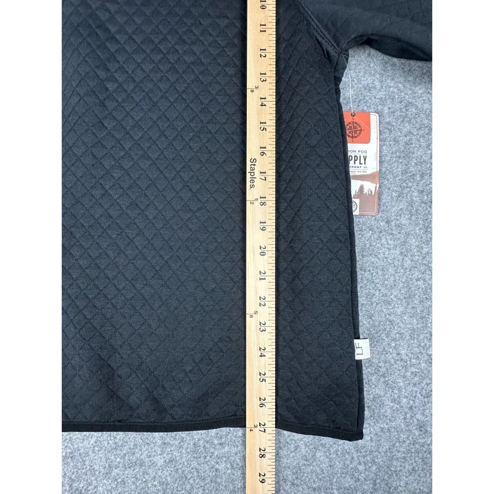 London Fog Supply Mens Quilted Snap Neck Pullover‎ Sweater XXL Black
